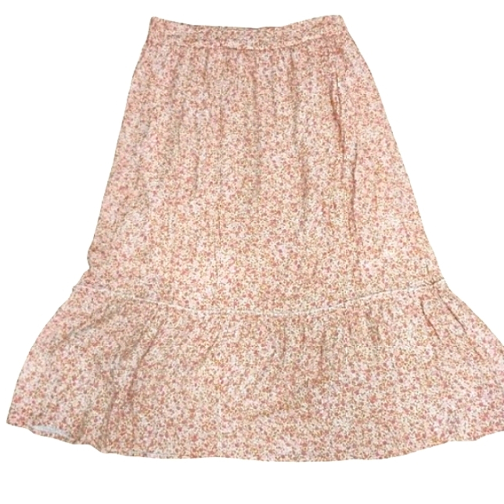 Floral Pink White Boho Wildflowers Skirt XXL Prairie Cottagecore Modest - Picture 7 of 10